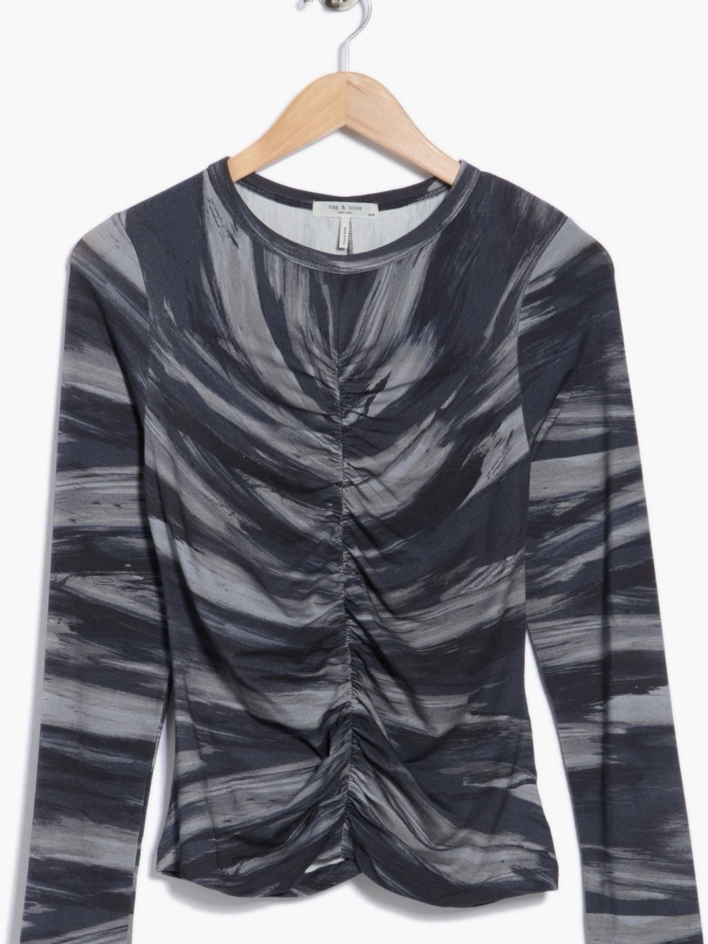 rag & bone Charcoal Marble Ruched Long-Sleeve Top
